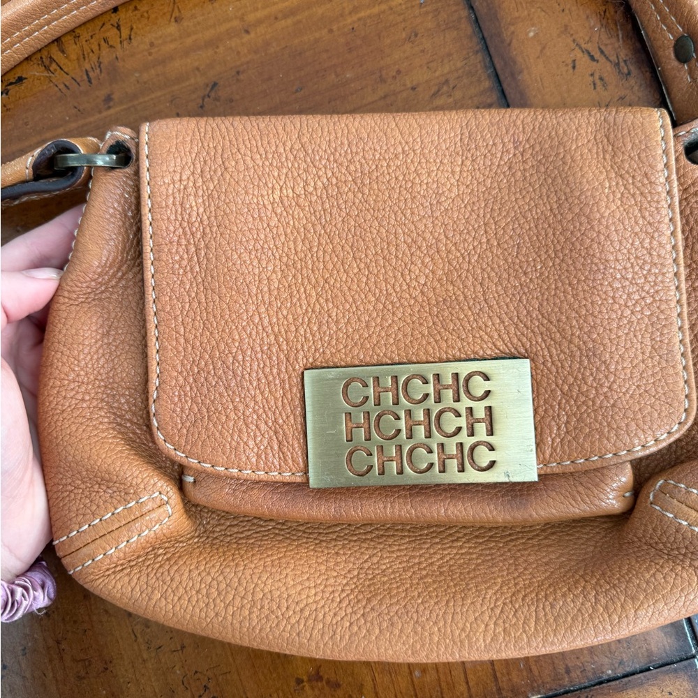 Carolina Herrera Tan Leather Crossbody Bag